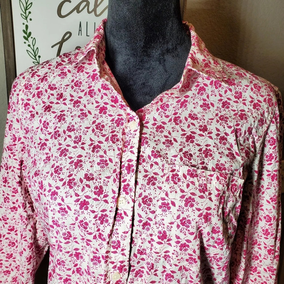 Gap Women's Size Small Pink Floral Buttondown Top - Picture 4 of 15